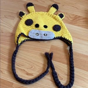 Giraffe themed hat for toddler. Homemade